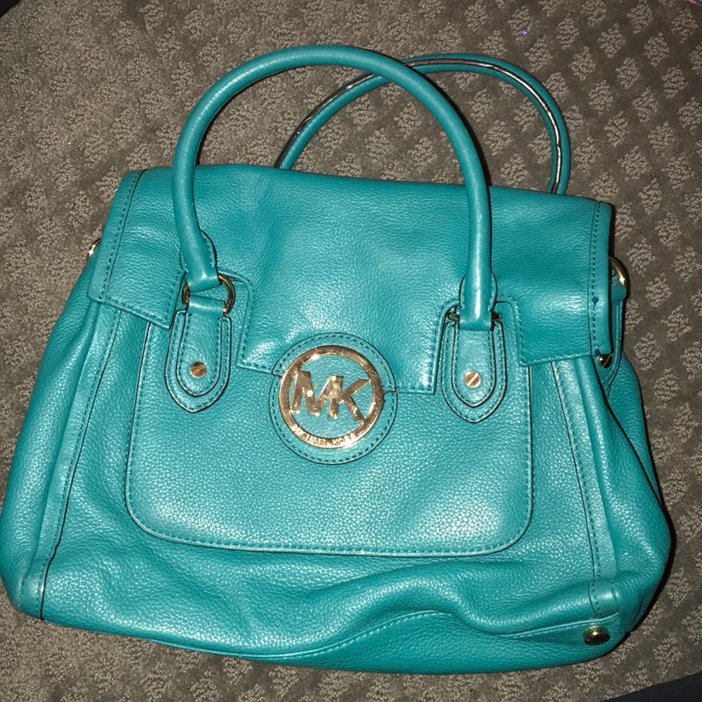 Turquoise Michael Kors handle/cross body bag